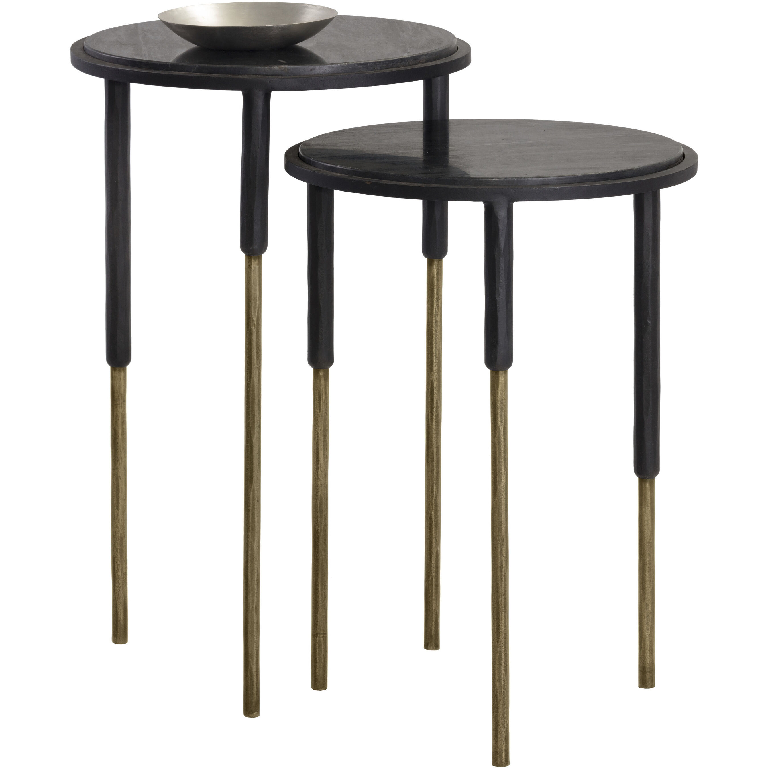 Kyrie 24.5 X 15 inch Black / Antique Brass Nesting End Tables, Set Of 2